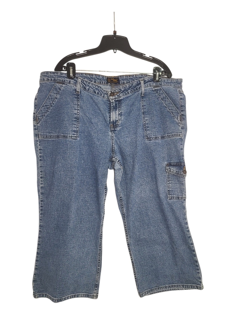 VTG L.E.I. Low Rise Denim Cargo Capris Y2K Crop Jeans Size 24